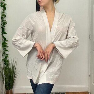 Falconeri Open Front Silk Kimono Cardigan Long Sleeve Size M Gray
